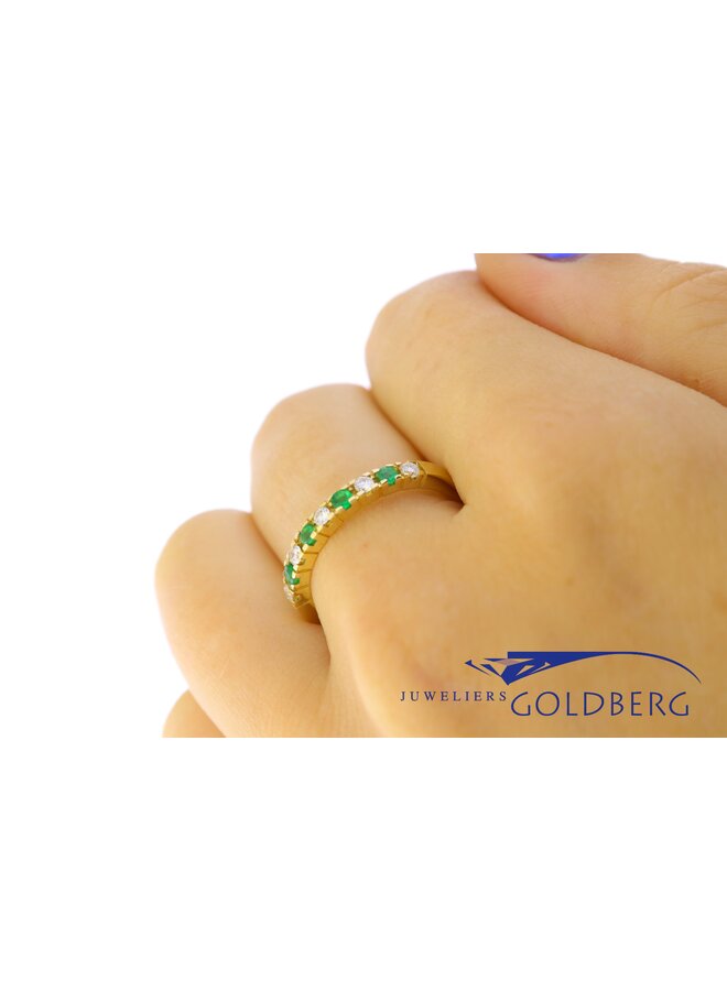 14k gouden ring met smaragd & diamant (eigen atelier)