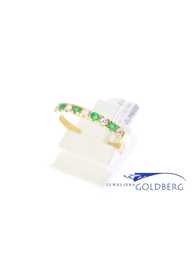 14k gouden ring met smaragd & diamant (eigen atelier)