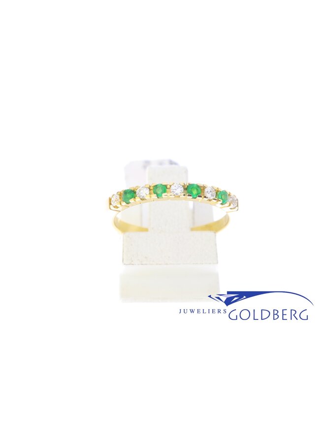 14k gouden ring met smaragd & diamant (eigen atelier)
