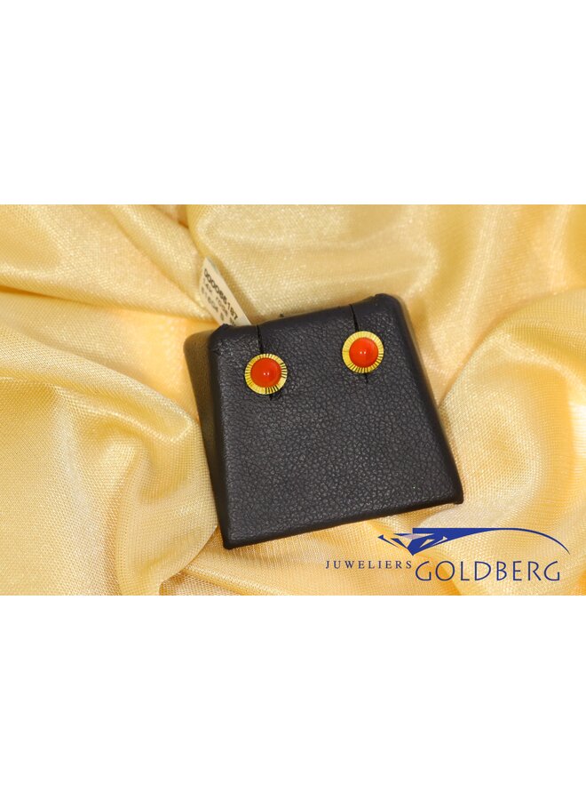 14k gold red stone stud earrings