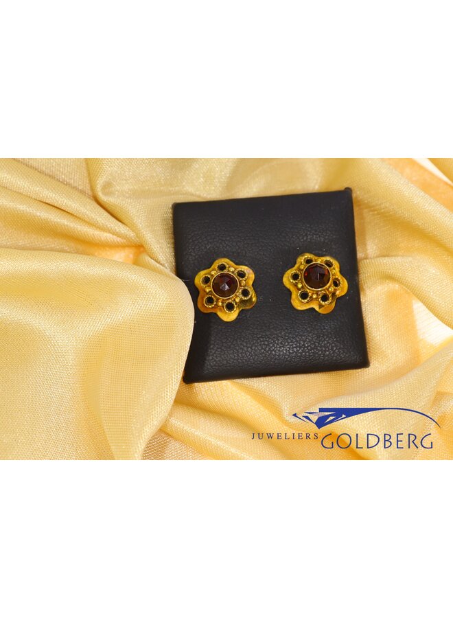 14k gouden granaat oorbellen