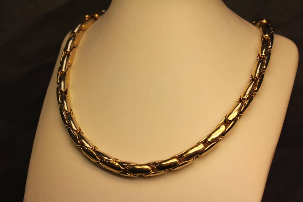 14 carat gold bicolor fantasy necklace 7,5mm Goldberg