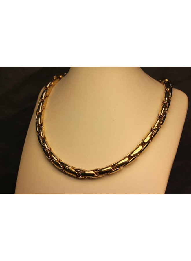 14k gold bicolor fantasy necklace 7.5mm