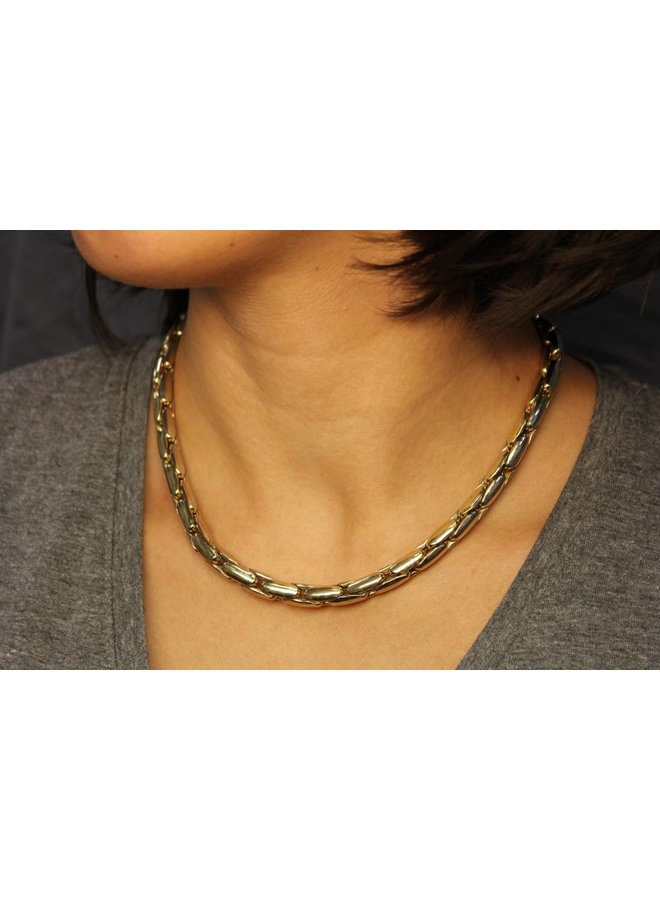 14k gold bicolor fantasy necklace 7.5mm