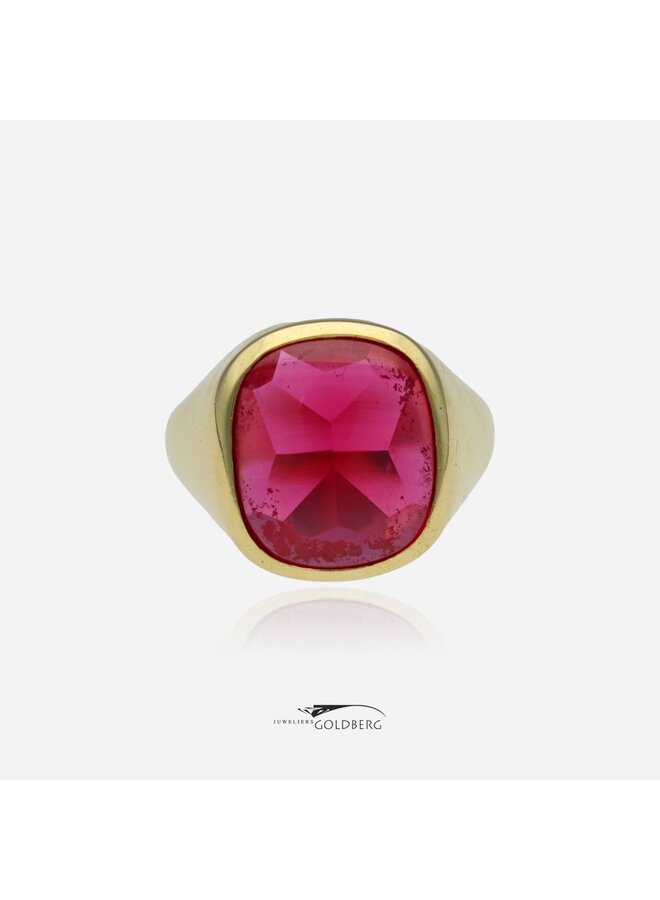 14k gouden vintage ring met rode steen