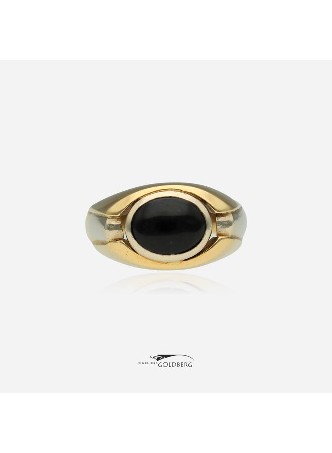 14k gouden bicolor vintage ring met onyx