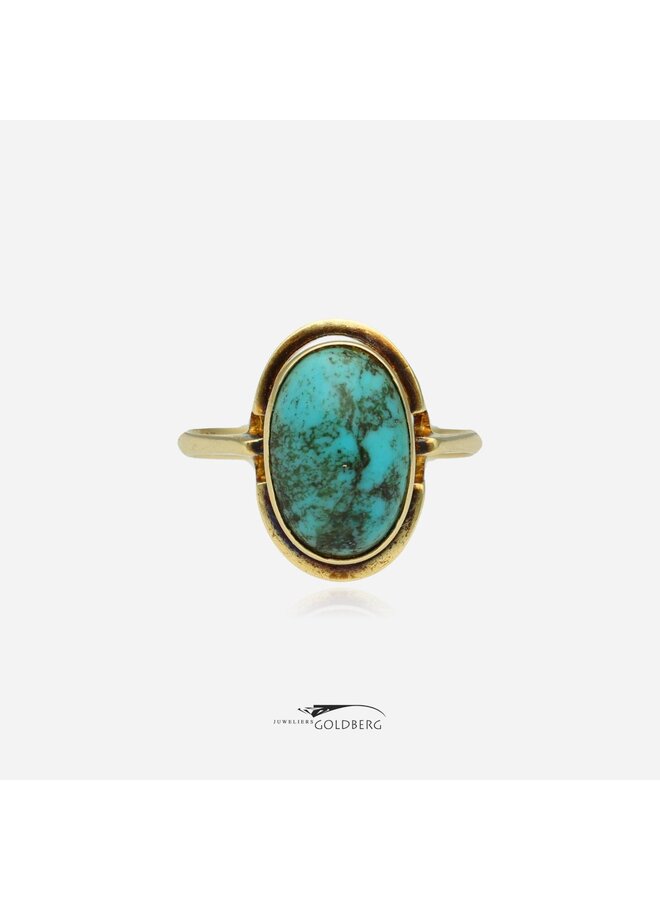 14k gouden vintage ring met turkoois