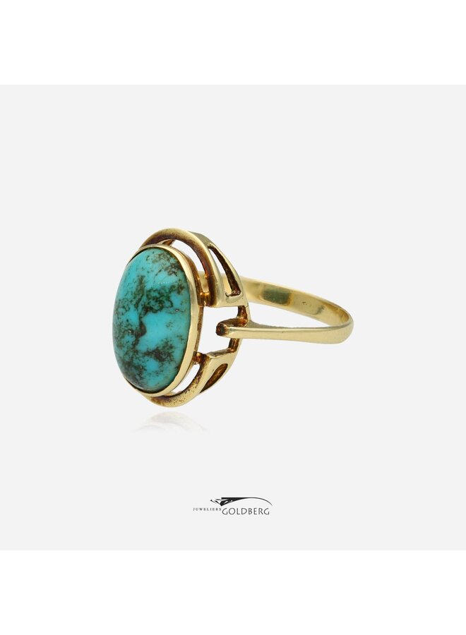 14k gouden vintage ring met turkoois