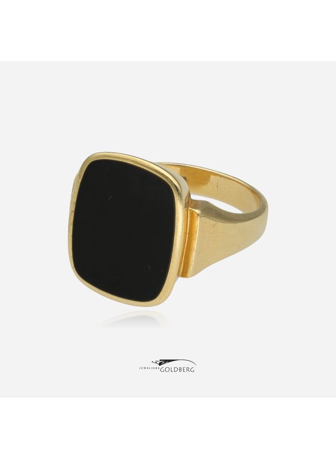 14k gouden vintage zegelring met onyx