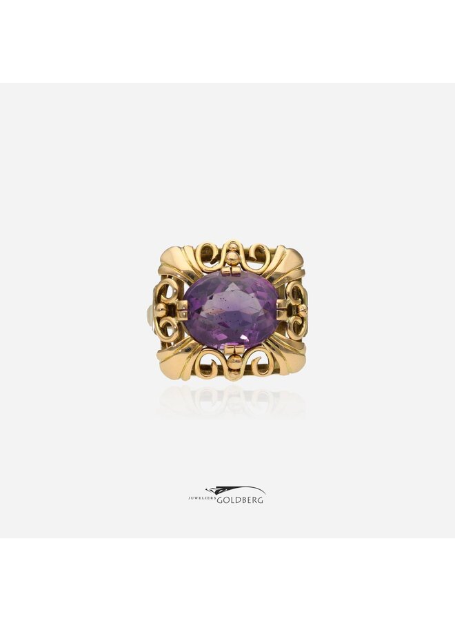 14k gouden vintage ring met amethist
