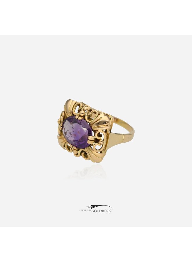 14k gouden vintage ring met amethist