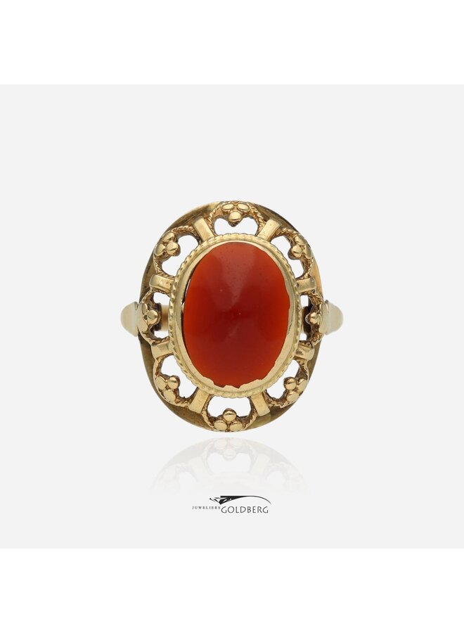 14k gouden vintage ring met carneool
