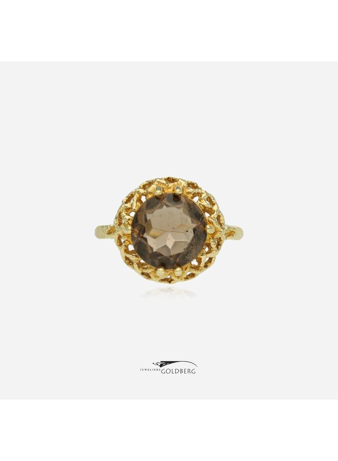 14k gold vintage smoky quartz ring