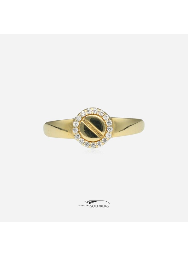 14k gouden vintage ring met zirkonia