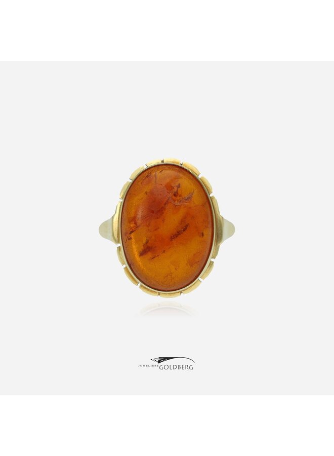 14k gouden vintage barnsteen ring
