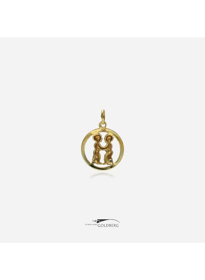 14k gouden vintage sterrenbeeld hanger tweelingen