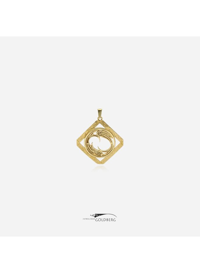 14k gold vintage fish pendant