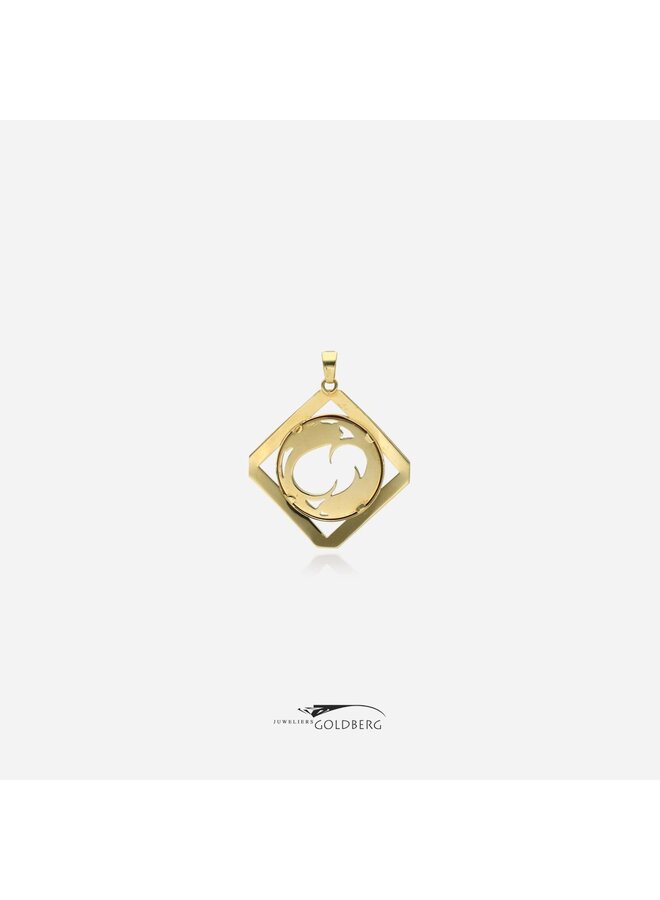 14k gold vintage fish pendant