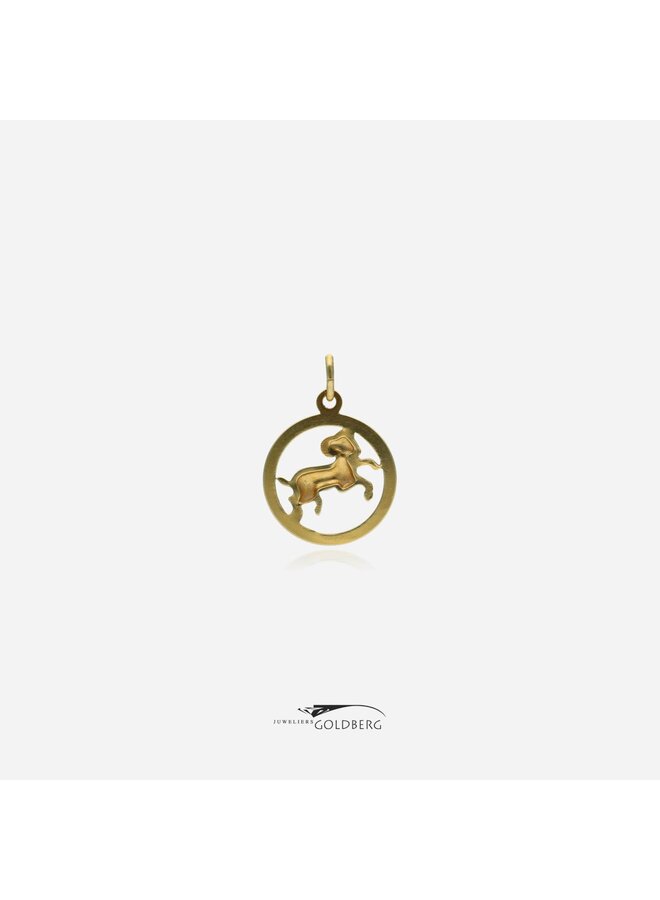 14k gold vintage ram pendant