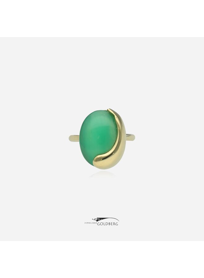 14k gouden vintage chrysopraas ring