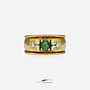 18k gold vintage ring with emerald & diamonds (approx. 0.42 ct)