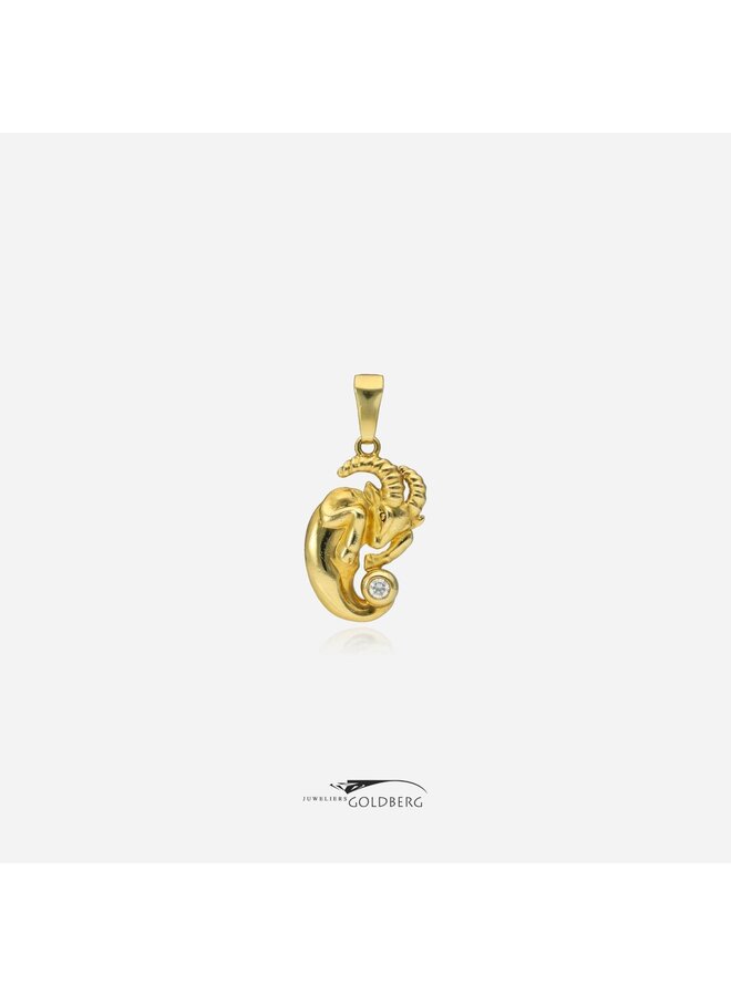 18k gouden vintage hanger zirkonia steenbok