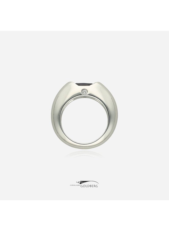 18k white gold vintage Piaget ring with iolite & diamond