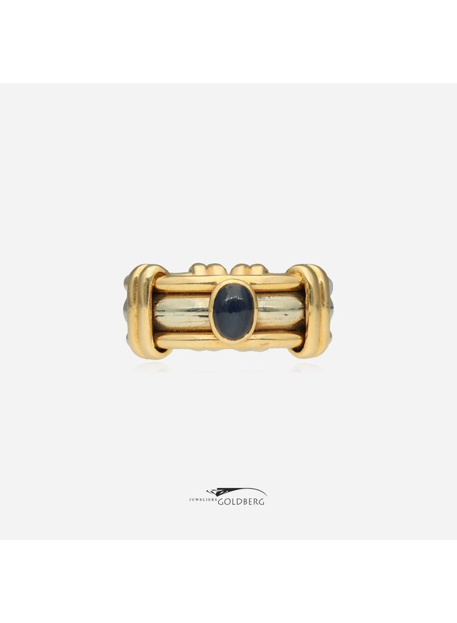 14k bicolor vintage ring with blue sapphire