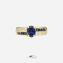 18k gold vintage ring with synthetic sapphire & cubic zirconia