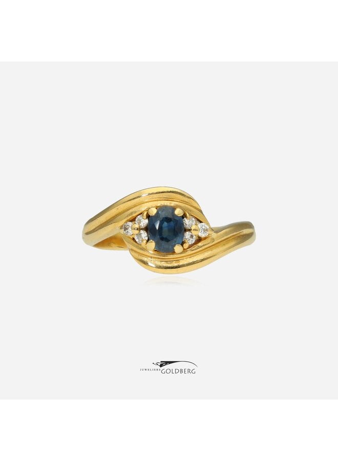 18k gold vintage ring sapphire/diamond