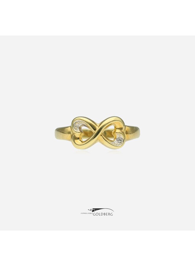 14k gouden vintage ring met diamant (ca. 0.005ct)