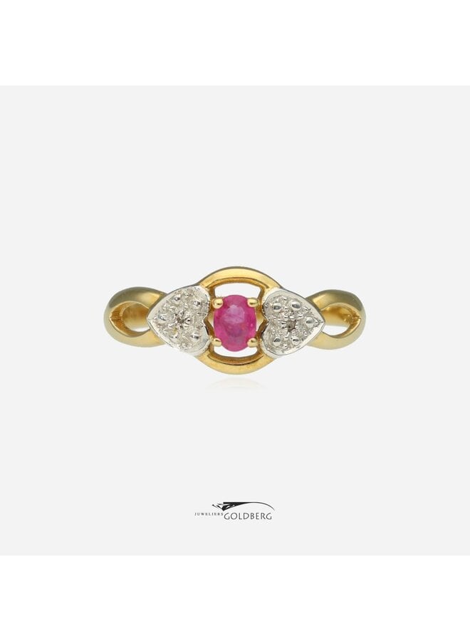 14k vintage gold ring ruby/diamonds
