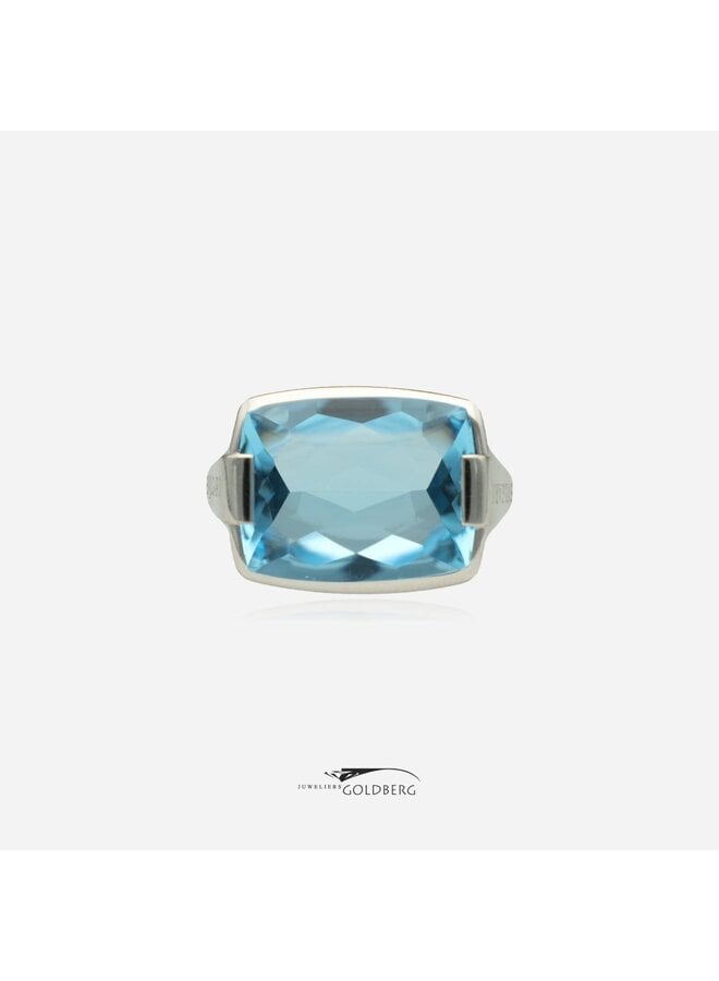 18k white gold vintage Bulgari ring with topaz