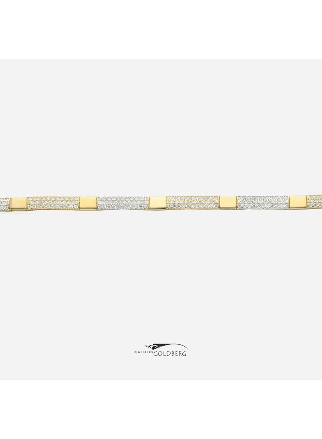 14k gouden plaat armbandje pave gezet met zirconia