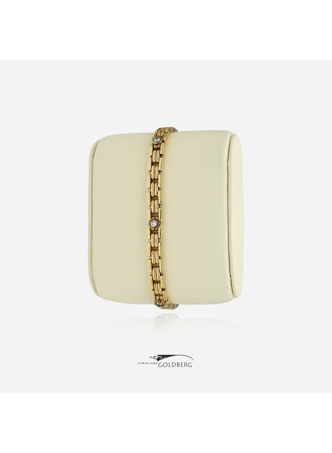 14k gold fantasy bracelet with 5x 0.10ct brilliant cut diamonds