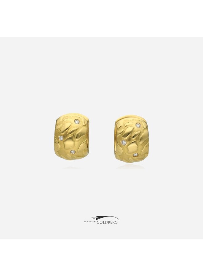 18k geelgouden vintage creolen met diamant