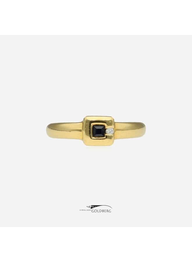 18k gold vintage ring sapphire/diamond