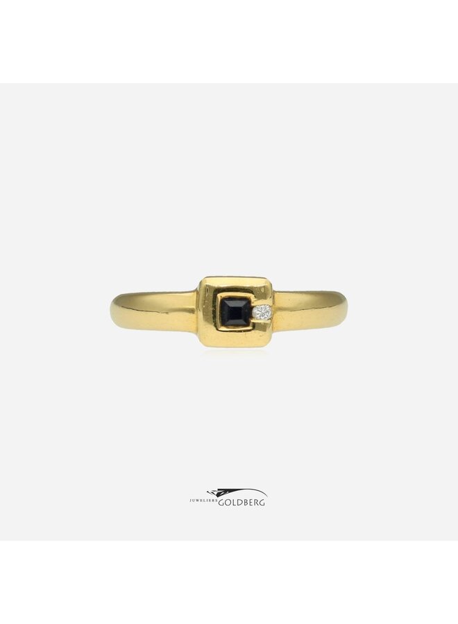 18k gouden vintage ring saffier/diamant