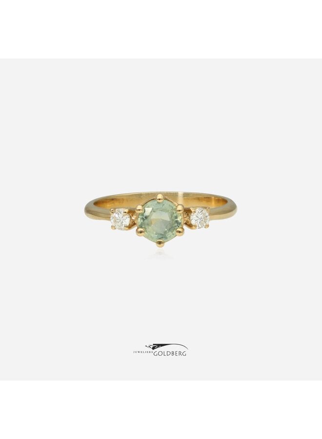 14k gold ring green sapphire