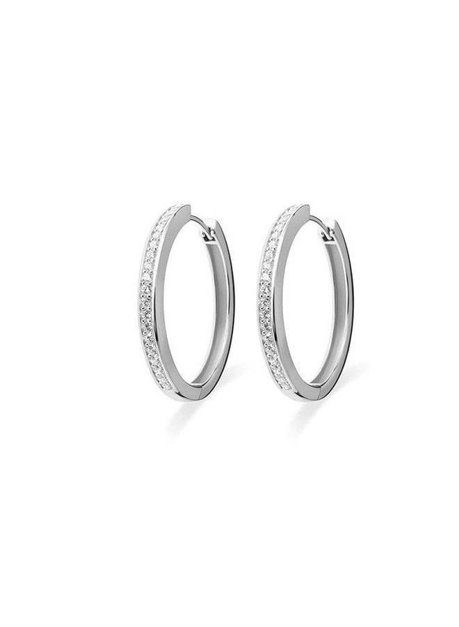 Silver creole earrings with zirconia KCD 3/30mm