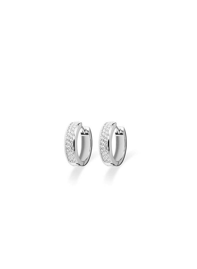 Silver creole earrings with zirconia KCD 5/20mm