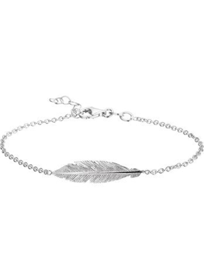 Silver bracelet with feather