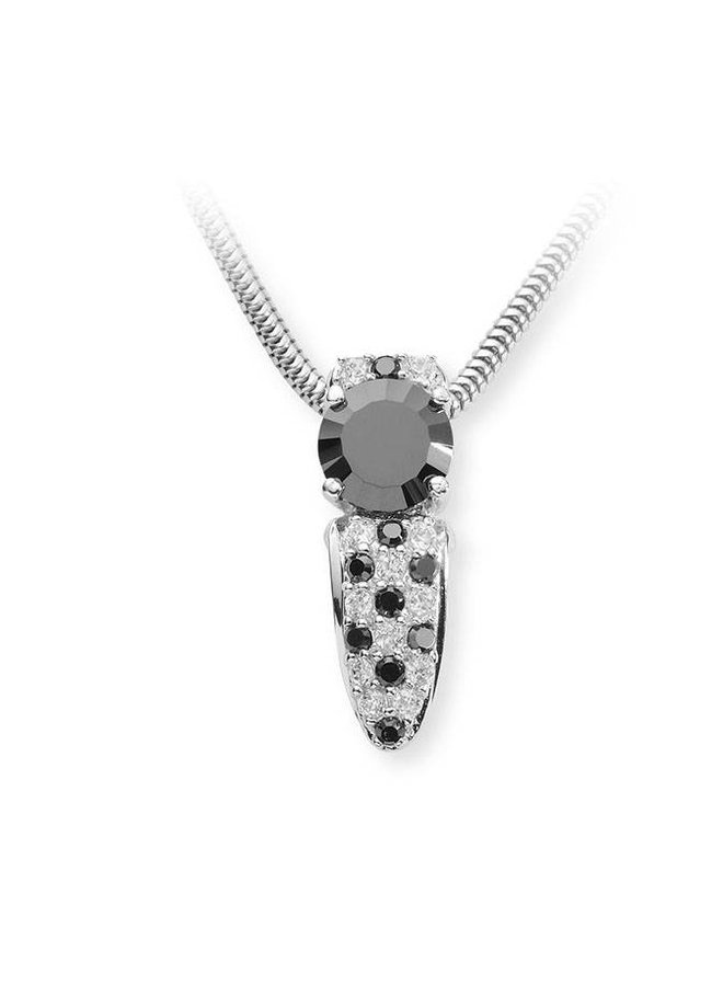 silver pendant with white and black zirconia's