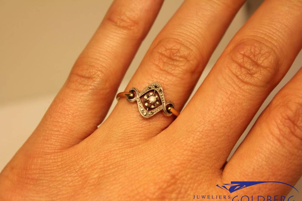 afstand Ademen Om toestemming te geven 18k antieke ring met roos geslepen diamant art deco stijl - Goldberg