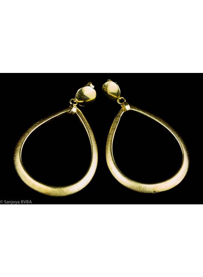 Large gold plated silver teardrop earrings, Sanjoya