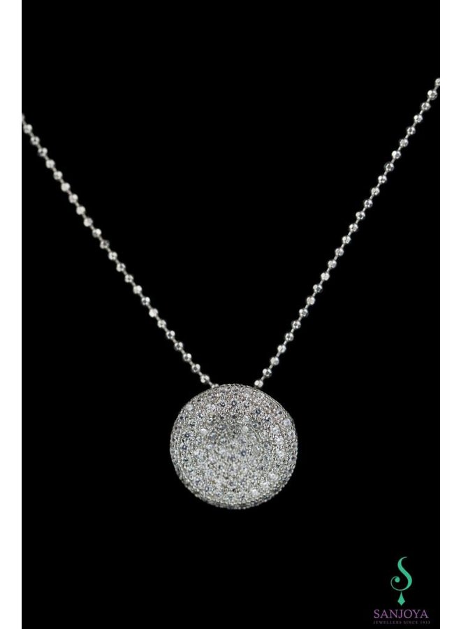 Elegant silver necklace with zirconia pendant, Sanjoya