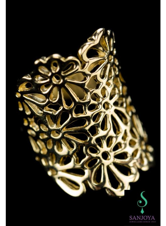 Wide open crafted gold plated silver ring