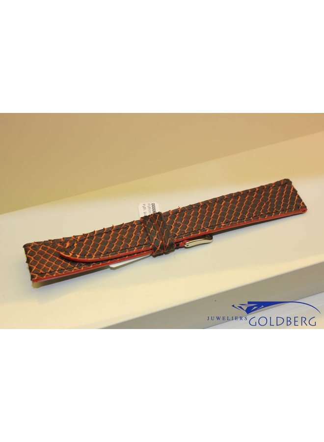 Handmade watch band python leather orange brown 19/18mm