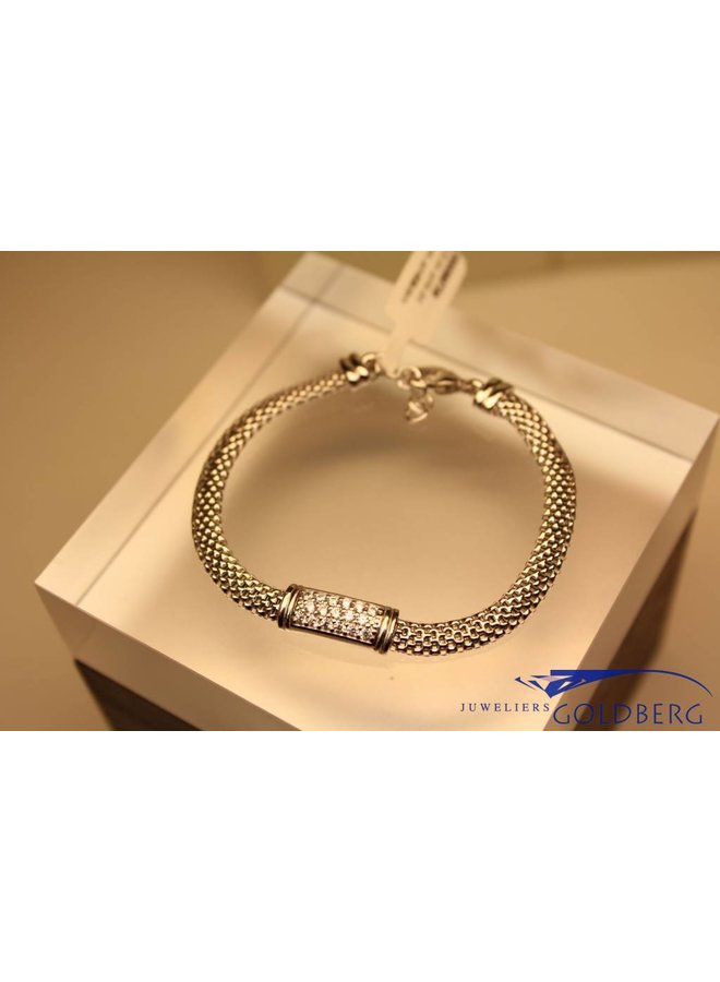 zilveren armband zirconia modern rechthoekig