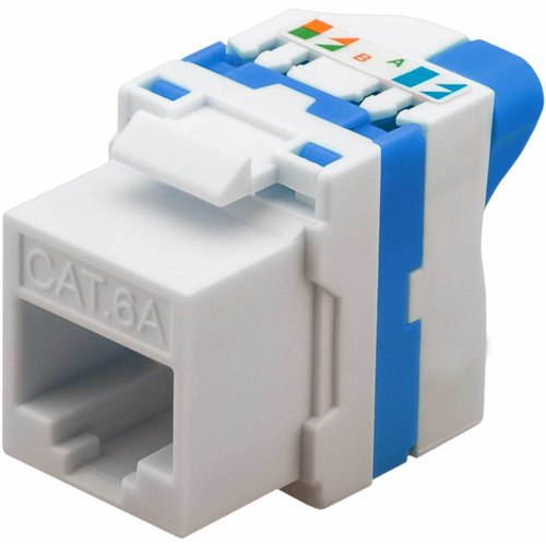 Toolless KeyStone Cat6a RJ45 Jack UTP Blue